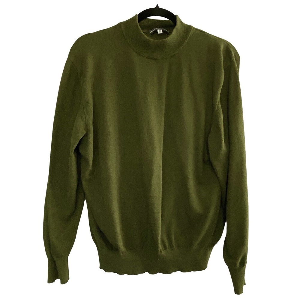 MARK SHALE Men Pullover Mock Neck Long Sleeve Sweater Sz M Green Preppy 17-7